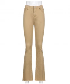 Shoplenajade Khaki High Waisted Jeans