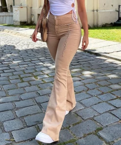 Shoplenajade Khaki High Waisted Jeans