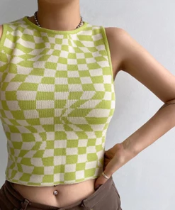 Shop Lena Jade Tanks Yellow Checkerboard Tank