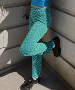 Shop Lena Jade Green Checkerboard Pants
