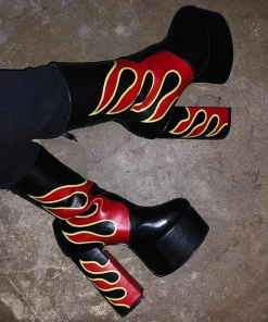 Shop Lena Jade Shoes Red And Black Kiss The Flame Boots