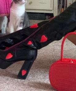 Shop Lena Jade Black And Red Two Step Heart Boots