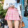 Shoplenajade Pink Plaid Pleated Skirt