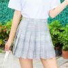 Shoplenajade Light Grey Plaid Pleated Skirt Skirts
