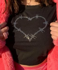 Shoplenajade Y2K Wire Heart Crop Top