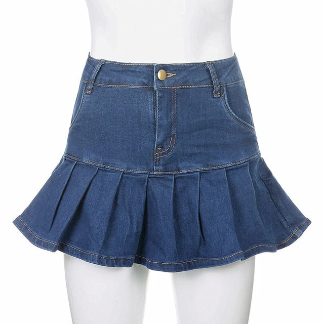 Shoplenajade Denim Pleated Skirt Skirts 8 Shoplenajade Denim Pleated Skirt Skirts