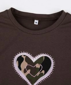 Shop Lena Jade Y2K Brown Camo Heart Tee