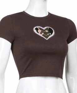 Shop Lena Jade Y2K Brown Camo Heart Tee
