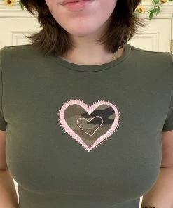 Shop Lena Jade Green Camo Heart Tee
