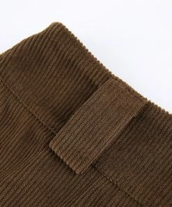 Shoplenajade Brown Pleated Corduroy Skirt