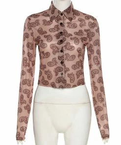 Shop Lena Jade Long Sleeves Brown Paisley Long Sleeve