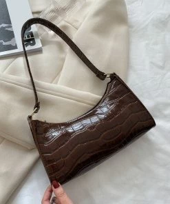 Shop Lena Jade Bags Brown Croc Shoulder Bag