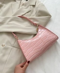 Shop Lena Jade Pink Croc Shoulder Bag