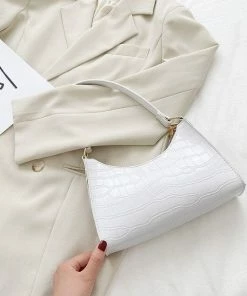Shop Lena Jade Bags White Croc Shoulder Bag