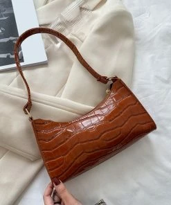 Shop Lena Jade Bags Light Brown Croc Shoulder Bag