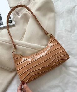 Shop Lena Jade Camel Croc Shoulder Bag Bags