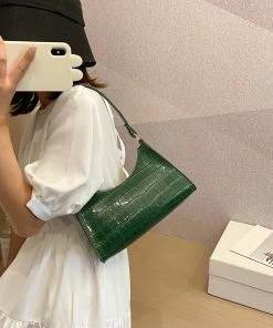 Shop Lena Jade Bags Green Croc Shoulder Bag