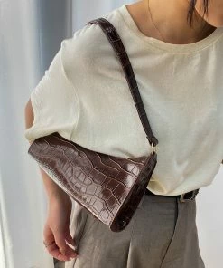 Shop Lena Jade Bags Brown Croc Shoulder Bag