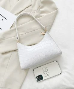 Shop Lena Jade Bags White Croc Shoulder Bag