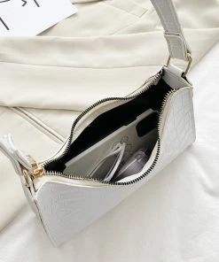 Shop Lena Jade Bags White Croc Shoulder Bag