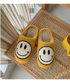 Shop Lena Jade Shoes Yellow Smiley Fluffy Slippers