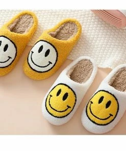 Shop Lena Jade Shoes White Smiley Fluffy Slippers