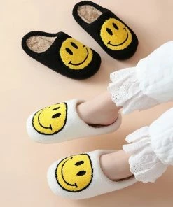 Shop Lena Jade Shoes White Smiley Fluffy Slippers