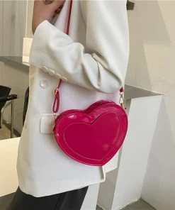 Shop Lena Jade Rose Red Faux Leather Heart Bag Bags
