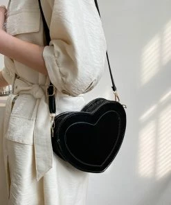 Shop Lena Jade Bags Black Faux Leather Heart Bag