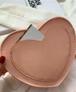 Shop Lena Jade Pink Faux Leather Heart Bag Bags