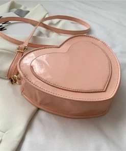 Shop Lena Jade Pink Faux Leather Heart Bag Bags