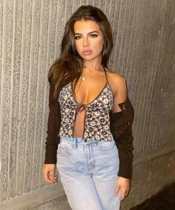 Shop Lena Jade Halter Tops Brown Lauren Floral Halter Top