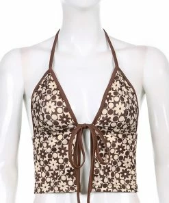 Shop Lena Jade Halter Tops Brown Lauren Floral Halter Top