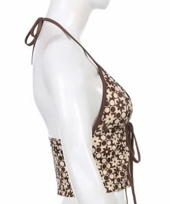 Shop Lena Jade Halter Tops Brown Lauren Floral Halter Top