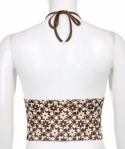 Shop Lena Jade Halter Tops Brown Lauren Floral Halter Top