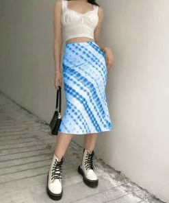 Shop Lena Jade Blue Abbi Y2k Midi Skirt