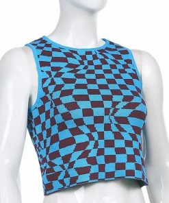 Shop Lena Jade Blue Checkerboard Tank