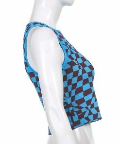 Shop Lena Jade Blue Checkerboard Tank