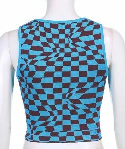 Shop Lena Jade Blue Checkerboard Tank