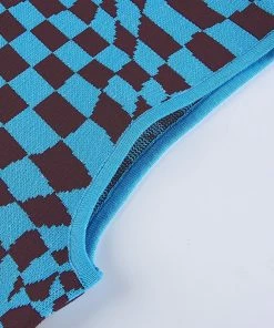 Shop Lena Jade Blue Checkerboard Tank