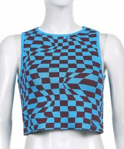 Shop Lena Jade Blue Checkerboard Tank