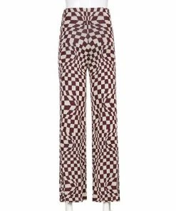 Shop Lena Jade Brown Checkerboard Pants