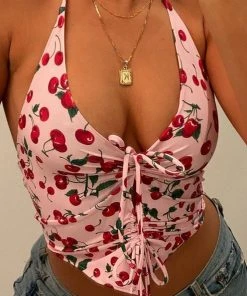 Shop Lena Jade Cherry Skylar Halter Top