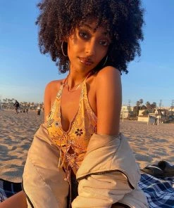 Shop Lena Jade Orange Skylar Halter Top Halter Tops