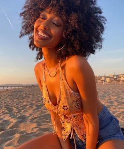 Shop Lena Jade Orange Skylar Halter Top Halter Tops