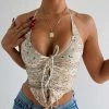 Shop Lena Jade Halter Tops Beige Skylar Halter Top