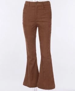 Shop Lena Jade Khaki Bell Bottom Corduroy Pants
