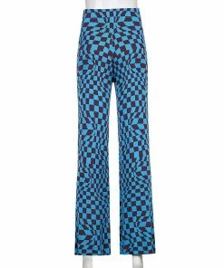Shop Lena Jade Blue Checkerboard Pants