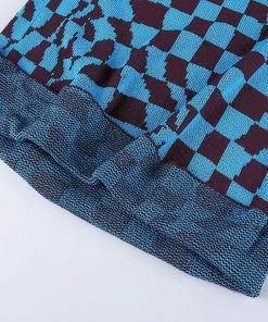 Shop Lena Jade Blue Checkerboard Pants