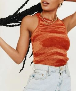 Shop Lena Jade Orange Regina Knitted Tank Tanks